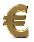 Golden euro symbol isolated over a white background